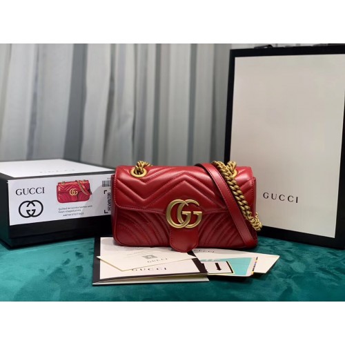Gucci GG Marmont Flap Bag Mini 446744 Red Gucci GG Marmont Flap Bag Mini 446744 Red