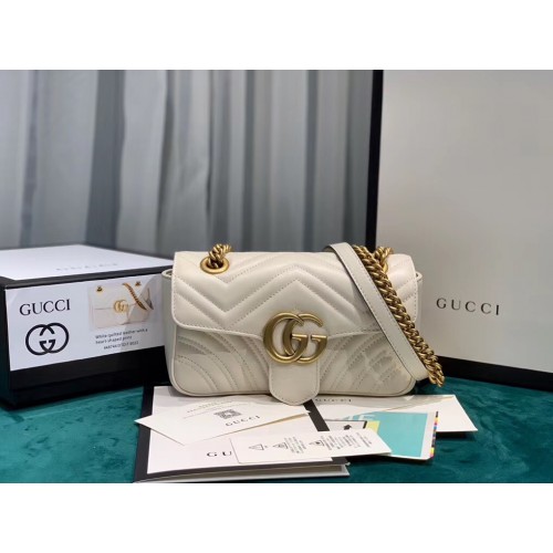 Gucci GG Marmont Flap Bag Mini 446744 White Gucci GG Marmont Flap Bag Mini 446744 White