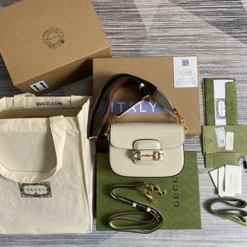 Gucci Horsebit 1955 Mini Bag 658574 White Leather Gucci Horsebit 1955 Mini Bag 658574 White Leather