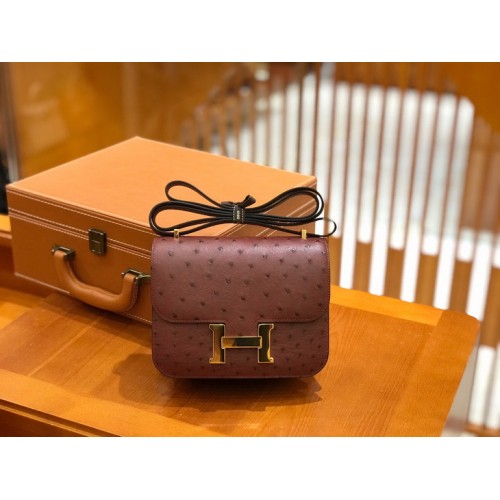 Hermes Constance 18 South Africa Ostrich Leather With Brown Hermes Constance 18 South Africa Ostrich Leather With Brown