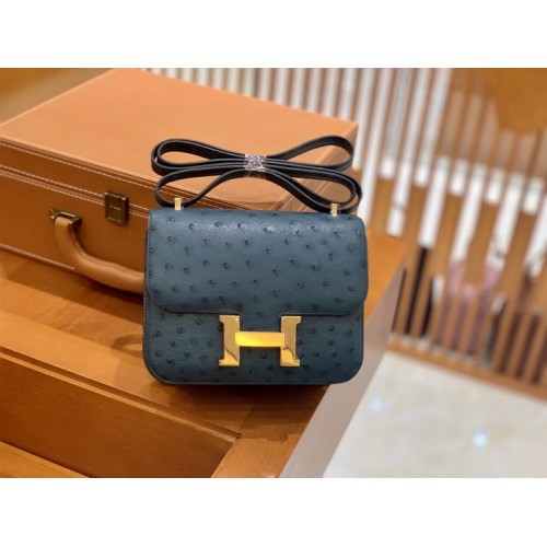 Hermes Constance 18 South Africa Ostrich Leather With Dark Blue Hermes Constance 18 South Africa Ostrich Leather With Dark Blue