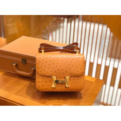 Hermes Constance 18 South Africa Ostrich Leather With Orange Hermes Constance 18 South Africa Ostrich Leather With Orange