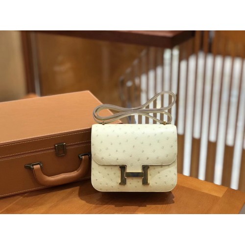 Hermes Constance 18 South Africa Ostrich Leather With White Hermes Constance 18 South Africa Ostrich Leather With White
