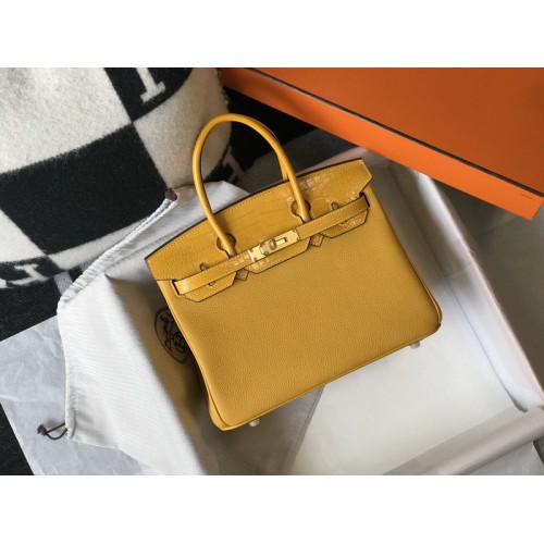 HERMES Togo Matte Alligator Birkin Touch Yellow HERMES Togo Matte Alligator Birkin Touch Yellow