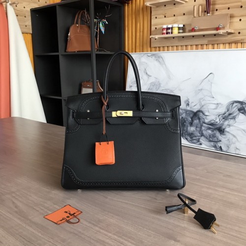 Hermes Birkin Togo and Swift Ghillies Anemone Bag Black Hermes Birkin Togo and Swift Ghillies Anemone Bag Black