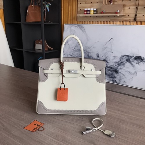 Hermes Birkin Togo and Swift Ghillies Anemone Bag White Hermes Birkin Togo and Swift Ghillies Anemone Bag White