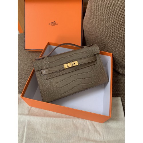 Hermes Kelly Bag 22CM Crocodile Stripe Grey Hermes Kelly Bag 22CM Crocodile Stripe Grey