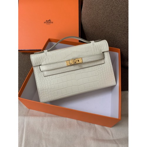 Hermes Kelly Bag 22CM Crocodile Stripe White Hermes Kelly Bag 22CM Crocodile Stripe White