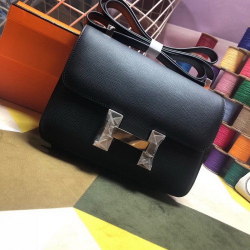 Hermes Constance 23cm(18cm) Bag Black with Silver Hardware Hermes Constance 23cm(18cm) Bag Black with Silver Hardware