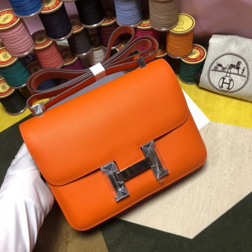 Hermes Constance 23cm(18cm) Bag Orange with Silver Hardware Hermes Constance 23cm(18cm) Bag Orange with Silver Hardware