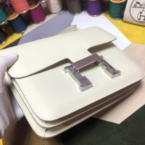 Hermes Constance 23cm(18cm) Bag White with Silver Hardware Hermes Constance 23cm(18cm) Bag White with Silver Hardware
