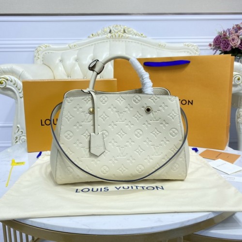 Louis Vuitton Montaigne MM Monogram Empreinte Leather M41048 White Louis Vuitton Montaigne MM Monogram Empreinte Leather M41048 White