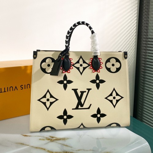Louis Vuitton Monogram OnTheGo Tote GM Leather White M45372 Louis Vuitton Monogram OnTheGo Tote GM Leather White M45372