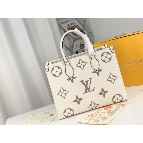Louis Vuitton Monogram OnTheGo MM Tote Leather M45655 Beige Louis Vuitton Monogram OnTheGo MM Tote Leather M45655 Beige