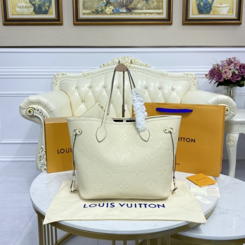 Louis Vuitton Neverfull MM Tote Bag Monogram Empreinte Leather Creme M45684 Louis Vuitton Neverfull MM Tote Bag Monogram Empreinte Leather Creme M45684