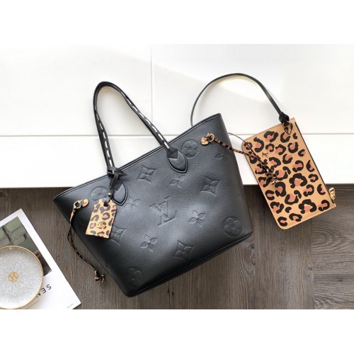 Louis Vuitton Neverfull MM Monogram Empreinte Black Leather M45856 Louis Vuitton Neverfull MM Monogram Empreinte Black Leather M45856