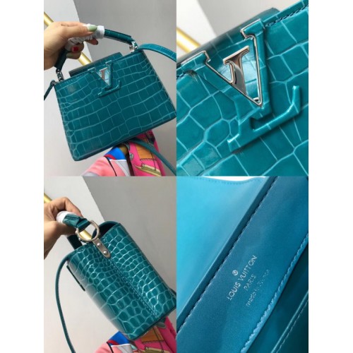 Louis Vuitton Crocodile Pattern Capucines Bag M48865 In Dodger Blue Louis Vuitton Crocodile Pattern Capucines Bag M48865 In Dodger Blue