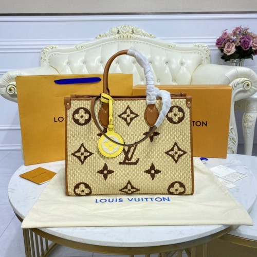 Louis Vuitton OnTheGo MM/GM Monogram Raffia M57707 Tan Louis Vuitton OnTheGo MM/GM Monogram Raffia M57707 Tan
