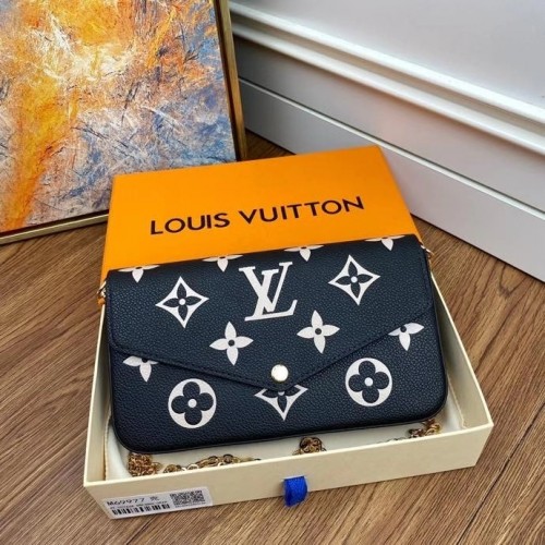 Louis Vuitton Félicie Pochette Monogram Empreinte Leather in Black M69977 Louis Vuitton Félicie Pochette Monogram Empreinte Leather in Black M69977