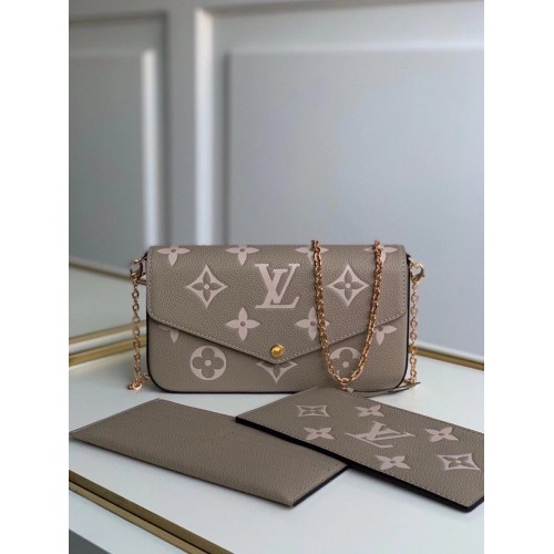 Louis Vuitton Félicie Pochette Monogram Empreinte Leather in Gray Louis Vuitton Félicie Pochette Monogram Empreinte Leather in Gray