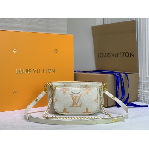 Louis Vuitton Multi Pochette Accessoires Monogram Empreinte Leather White&Orange Louis Vuitton Multi Pochette Accessoires Monogram Empreinte Leather White&Orange