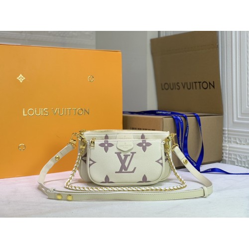 Louis Vuitton Multi Pochette Accessoires Monogram Empreinte Leather White&Violet Louis Vuitton Multi Pochette Accessoires Monogram Empreinte Leather White&Violet