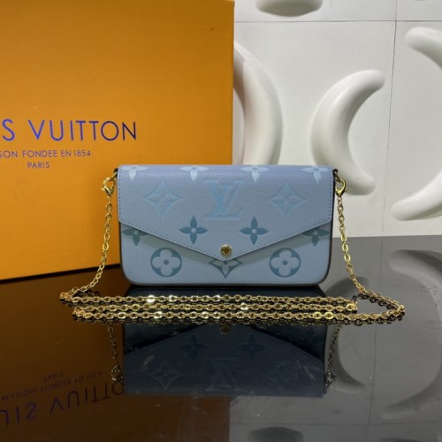 Louis Vuitton Félicie Pochette Monogram Empreinte Leather M80498 Blue Louis Vuitton Félicie Pochette Monogram Empreinte Leather M80498 Blue
