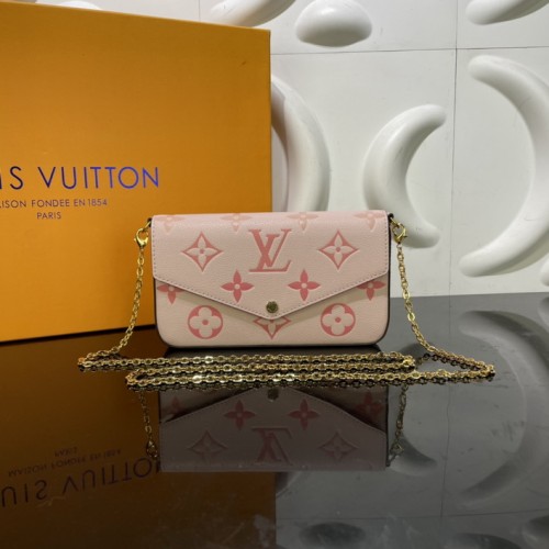 Louis Vuitton Félicie Pochette Monogram Empreinte Leather M80498 Rose Louis Vuitton Félicie Pochette Monogram Empreinte Leather M80498 Rose