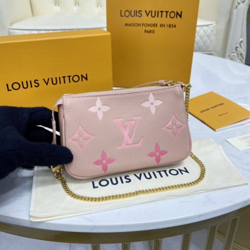 Louis Vuitton Mini Pochette Accessoires Monogram Empreinte Leather in Rose Louis Vuitton Mini Pochette Accessoires Monogram Empreinte Leather in Rose