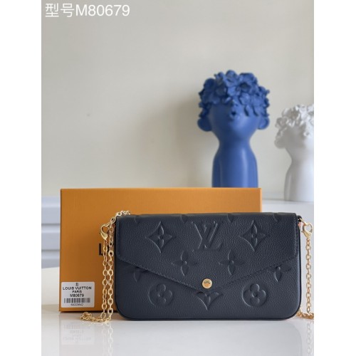 Louis Vuitton Félicie Pochette Monogram Empreinte Leather M80679 Black Louis Vuitton Félicie Pochette Monogram Empreinte Leather M80679 Black