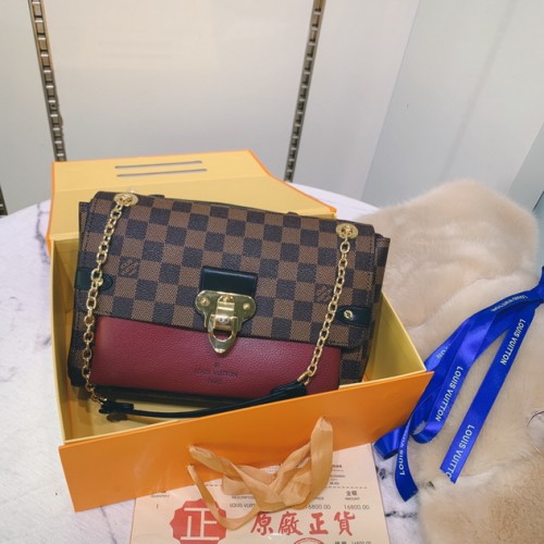 Louis Vuitton Damier Ebene Canvas Vavin PM Chain Bag N40113 Red Louis Vuitton Damier Ebene Canvas Vavin PM Chain Bag N40113 Red