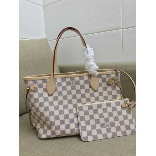 Louis Vuitton Damier Azur Canvas Neverfull PM N41363 Rose Louis Vuitton Damier Azur Canvas Neverfull PM N41363 Rose