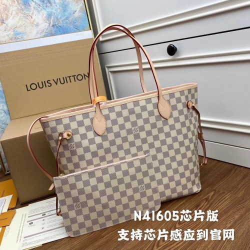 Louis Vuitton Damier Azur Canvas Neverfull MM N41605 Rose Louis Vuitton Damier Azur Canvas Neverfull MM N41605 Rose
