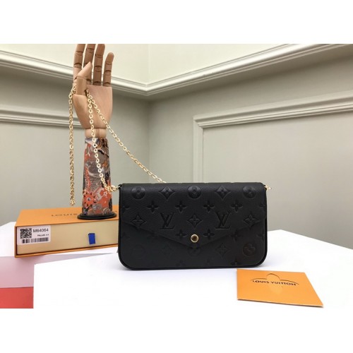 Louis Vuitton Felicie Pochette Chain Wallet Black M64064 Louis Vuitton Felicie Pochette Chain Wallet Black M64064