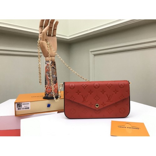 Louis Vuitton Felicie Pochette Chain Wallet Red M64065 Louis Vuitton Felicie Pochette Chain Wallet Red M64065