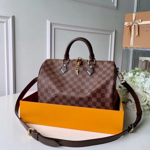 Louis Vuitton Speedy Bandoulière 30 Damier Ebene in Brown N41367 Louis Vuitton Speedy Bandoulière 30 Damier Ebene in Brown N41367