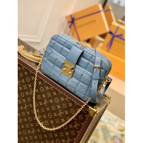 Louis Vuitton Troca PM Damier Quilt Lambskin Glacier Blue M59115 Louis Vuitton Troca PM Damier Quilt Lambskin Glacier Blue M59115