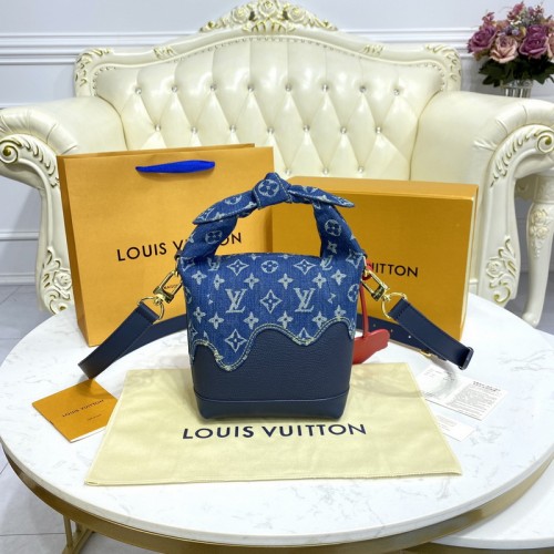 Louis Vuitton Japanese Cruiser Blue Monogram Denim And Navy Blue Taurillon Leather M45970 Louis Vuitton Japanese Cruiser Blue Monogram Denim And Navy Blue Taurillon Leather M45970