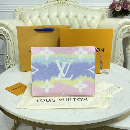 Louis Vuitton Monogram Escale Canvas Poche Toiletry Clutch Bag M69137 Pink Blue Louis Vuitton Monogram Escale Canvas Poche Toiletry Clutch Bag M69137 Pink Blue