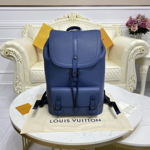 Louis Vuitton Christopher Slim Backpack Blue Taurillon Leather Louis Vuitton Christopher Slim Backpack Blue Taurillon Leather