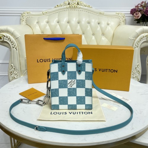 Louis Vuitton Sac Plat XS Cowhide Leather N60495 Blue Louis Vuitton Sac Plat XS Cowhide Leather N60495 Blue