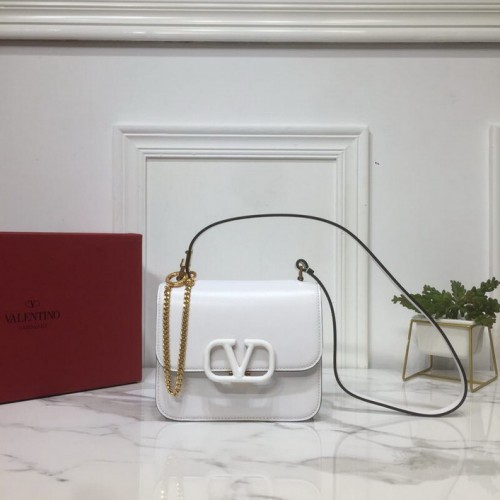 Valentino Garavani VSLING Box Calf Shoulder Bag In White Valentino Garavani VSLING Box Calf Shoulder Bag In White