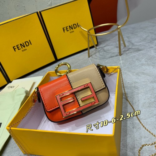 Fendi Baguette NANO Orange & Khaki Coin Purse Fendi Baguette NANO Orange & Khaki Coin Purse