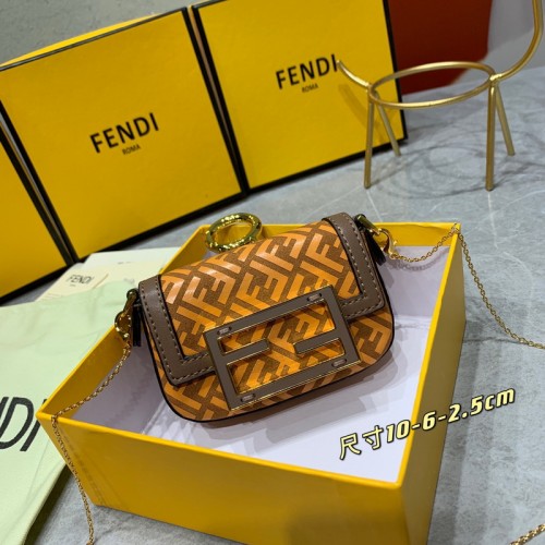 Fendi Baguette NANO Frosted Coin Purse Yellow Fendi Baguette NANO Frosted Coin Purse Yellow