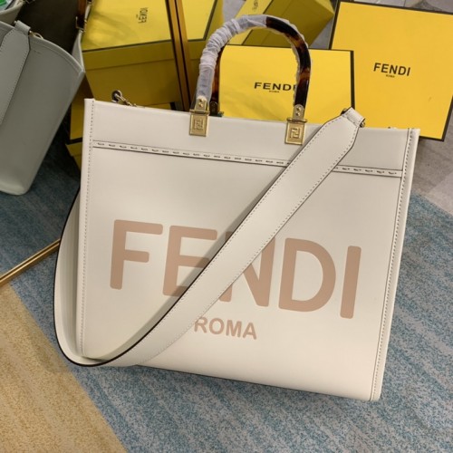 Fendi Sunshine Medium White Leather Shopper Fendi Sunshine Medium White Leather Shopper