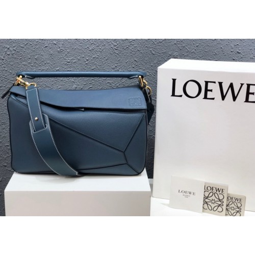 Loewe Puzzle Bag In Classic Calfskin Blue Loewe Puzzle Bag In Classic Calfskin Blue