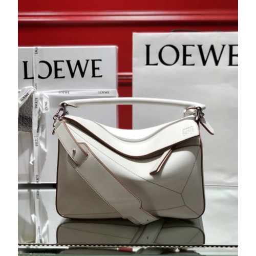 Loewe Puzzle Bag In Classic Calfskin White Loewe Puzzle Bag In Classic Calfskin White