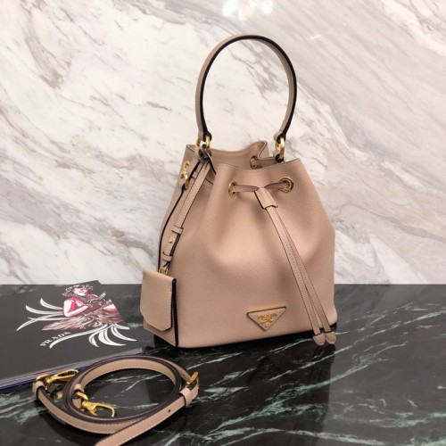 Prada Saffiano Leather Bucket Bag 1BE032 Apricot Prada Saffiano Leather Bucket Bag 1BE032 Apricot