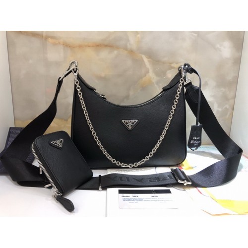 Prada Women's Black Leather Re-edition 2005 Handbag 1BH204 Prada Women's Black Leather Re-edition 2005 Handbag 1BH204