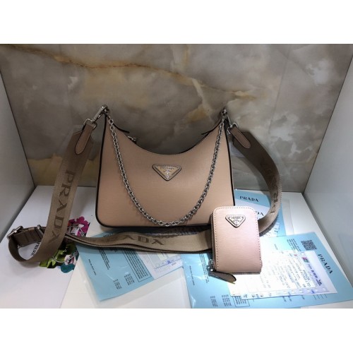 Prada Women's Pink Leather Re-edition 2005 Handbag 1BH204 Prada Women's Pink Leather Re-edition 2005 Handbag 1BH204